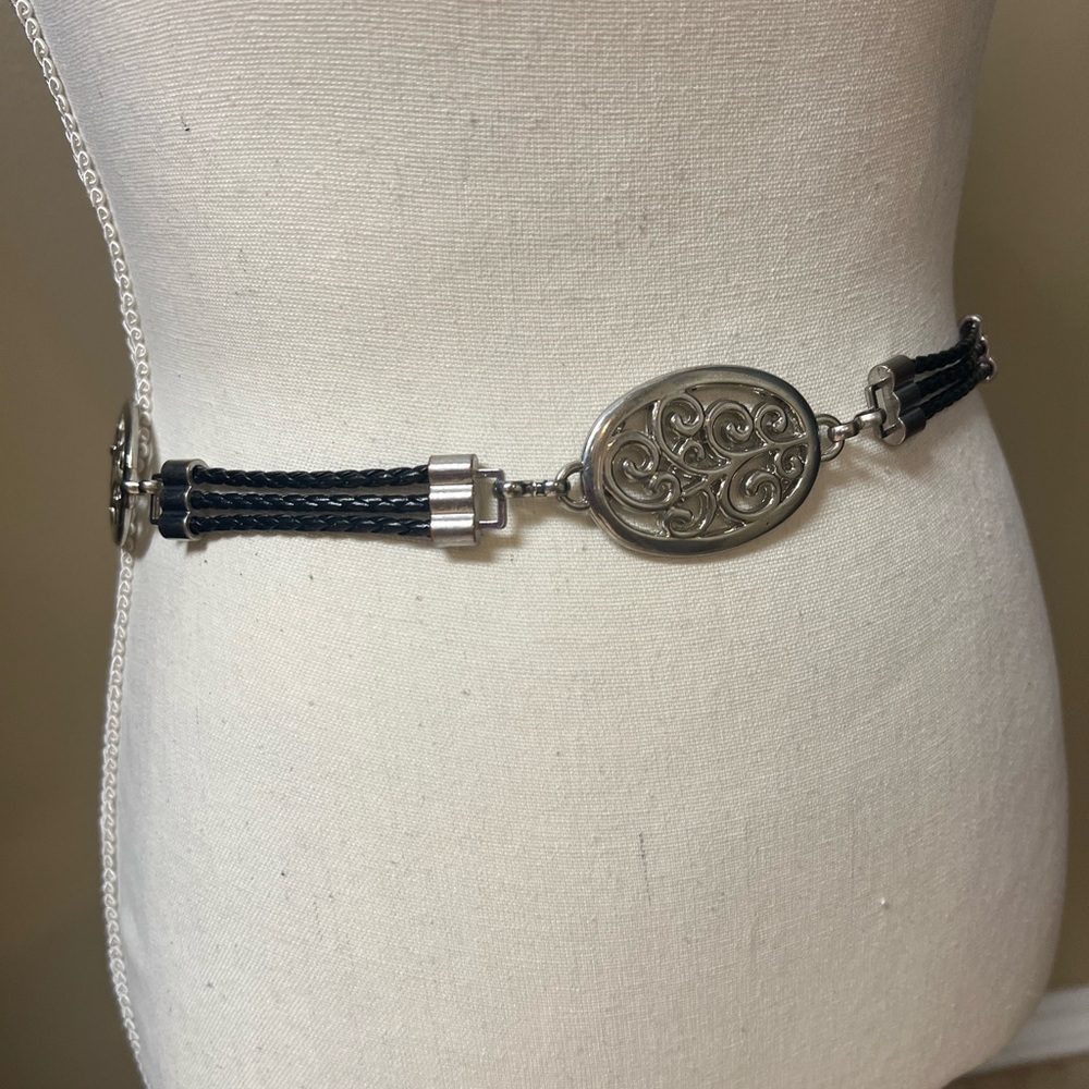 80s Style Women's Black and Silver Belt